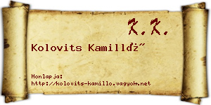 Kolovits Kamilló névjegykártya